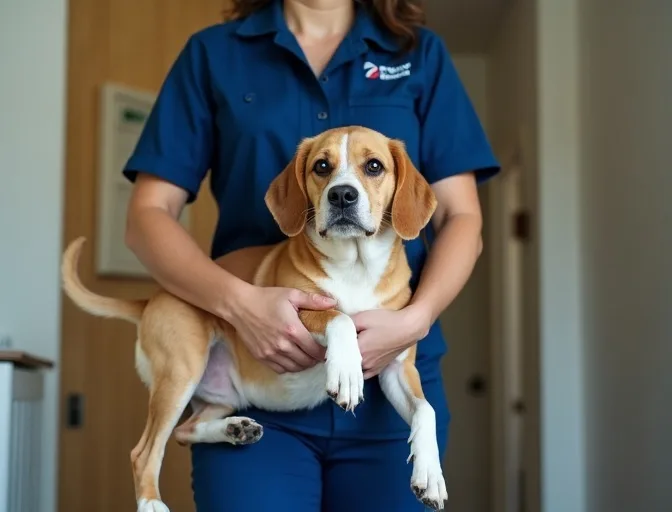 Technician respectfully transporting a deceased dog in Collingwood